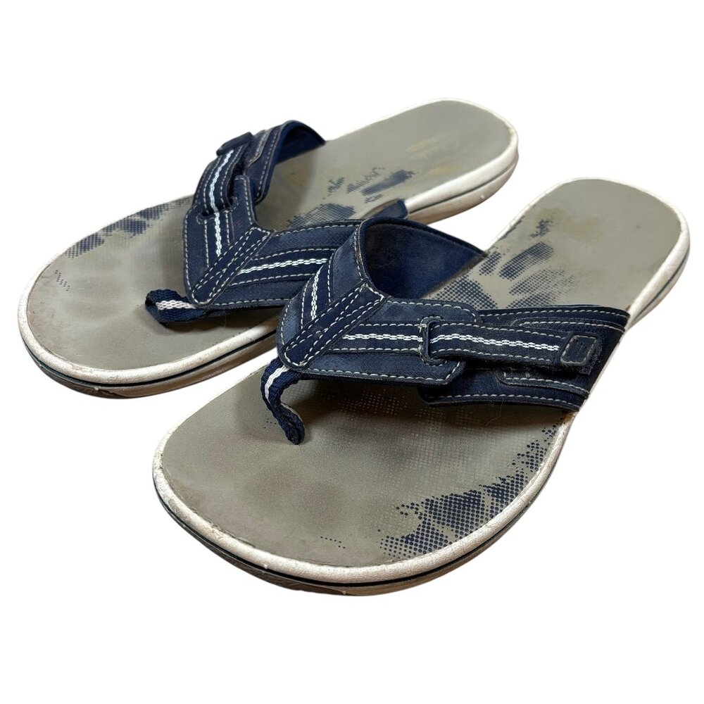 Clarks Sea Breeze Navy Blue Flip Flop Sandals Beach Resortwear Vacation Summer